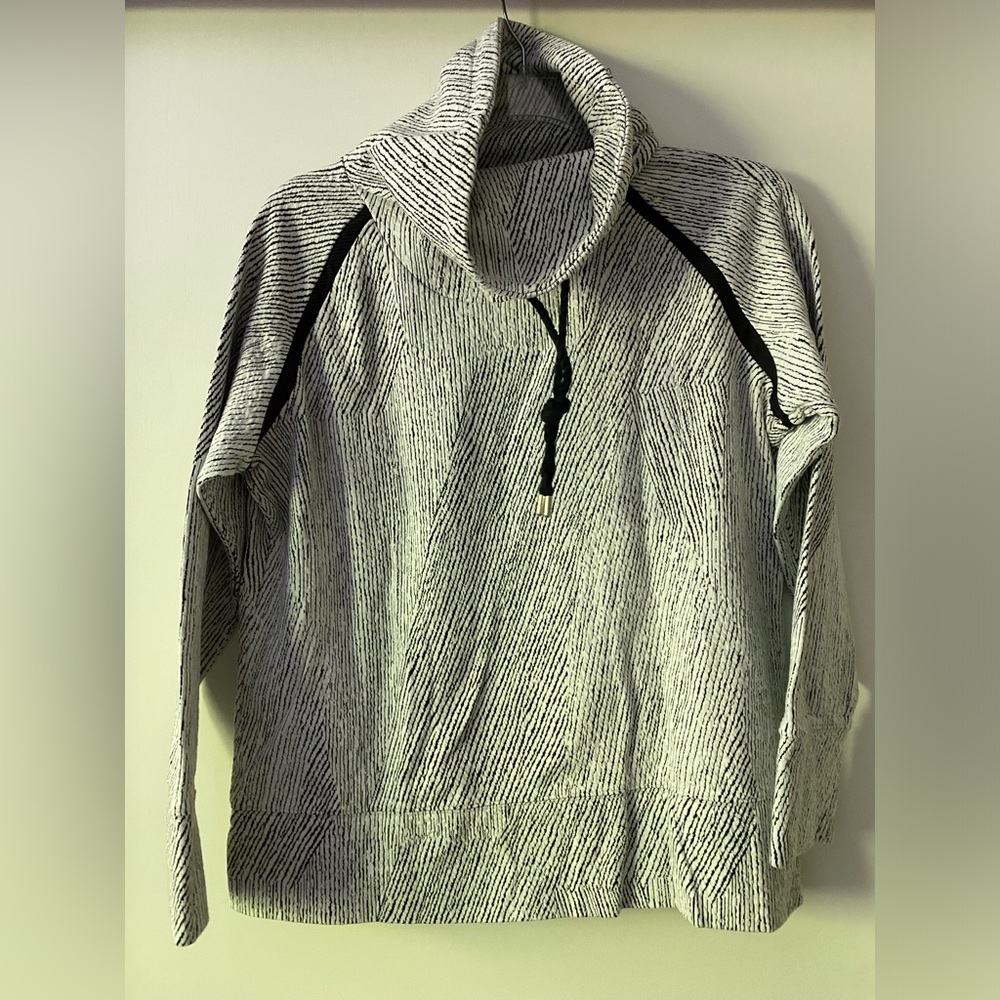 COWL NECK SWEATER Black and White Heather